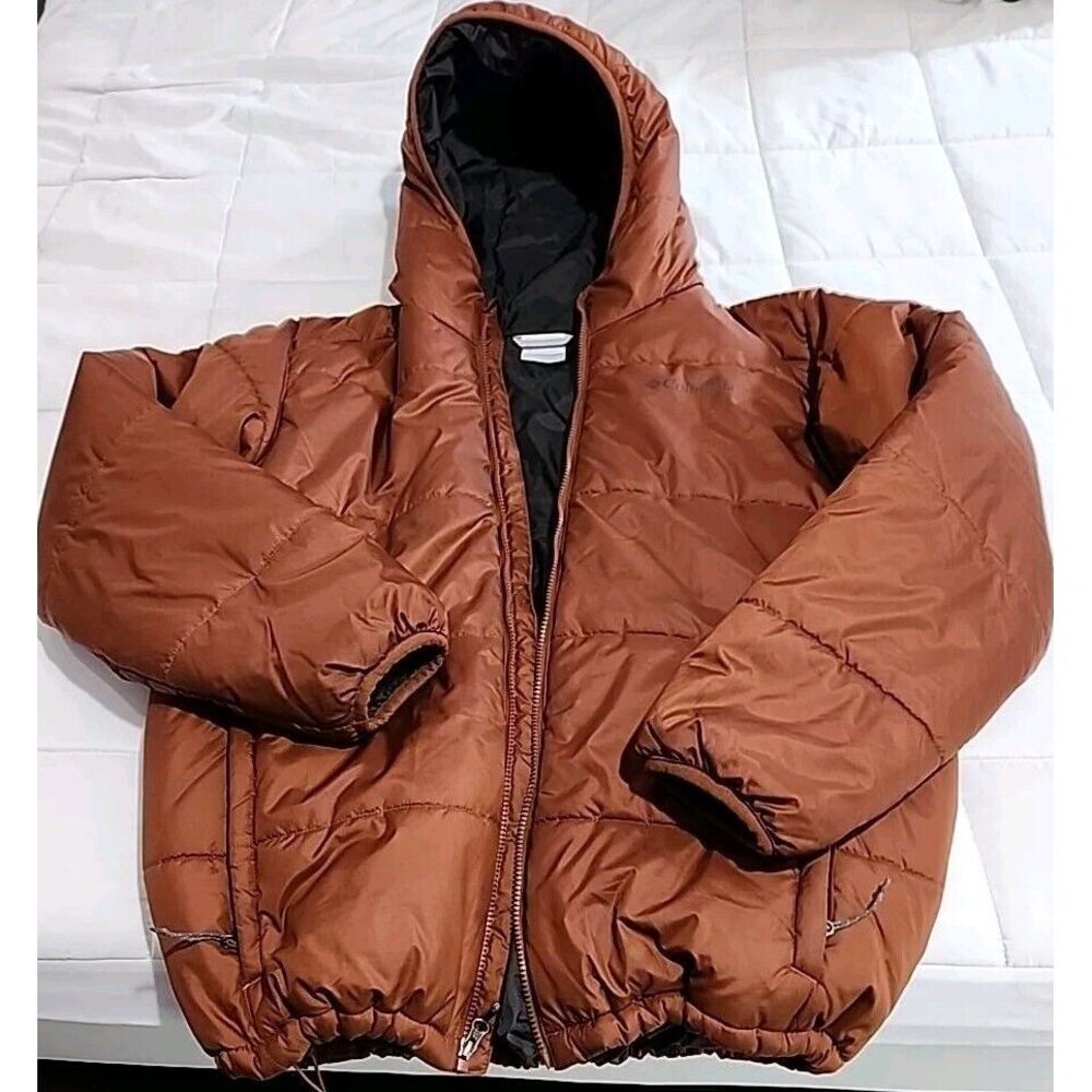 Columbia Mens Great Bend Hooded Insulated Winter Jacket Size L Orange New